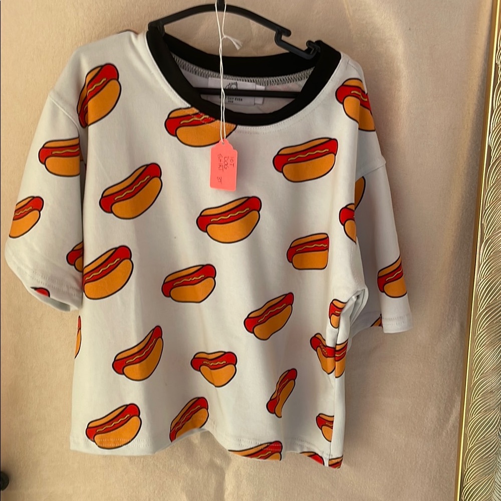 Hot Dog Print Kids Shirt